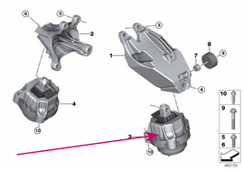 Hydroložisko motora ľavé 30d, 40d B57X B57Y (OEM)