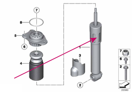 Zadný tlmič pruženia F11/F11 LCI (štandardný podvozok) (OEM)