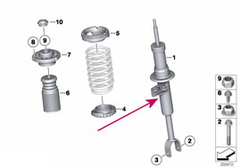 Predný tlmič pruženia ľavý F10 (štandardný podvozok) (OEM)
