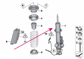 Zadný tlmič pruženia pravý F10/F10 LCI (adaptívny podvozok) (OEM)